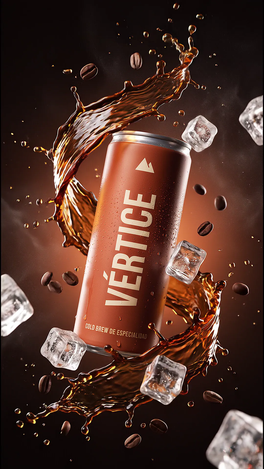 Lata VÉRTICE entre café y hielo